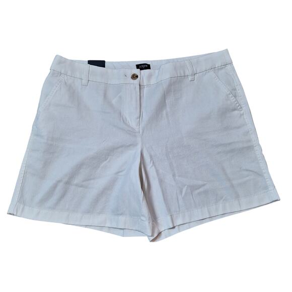 J. Crew Women 14 White Cotton Flat Front Coastal Beach Shorts Inseam 7" - Picture 1 of 7